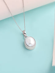 Luminous Baroque Pearl Silver Pendant Necklace