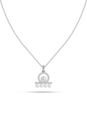 Royal Pearl Charm Silver Necklace