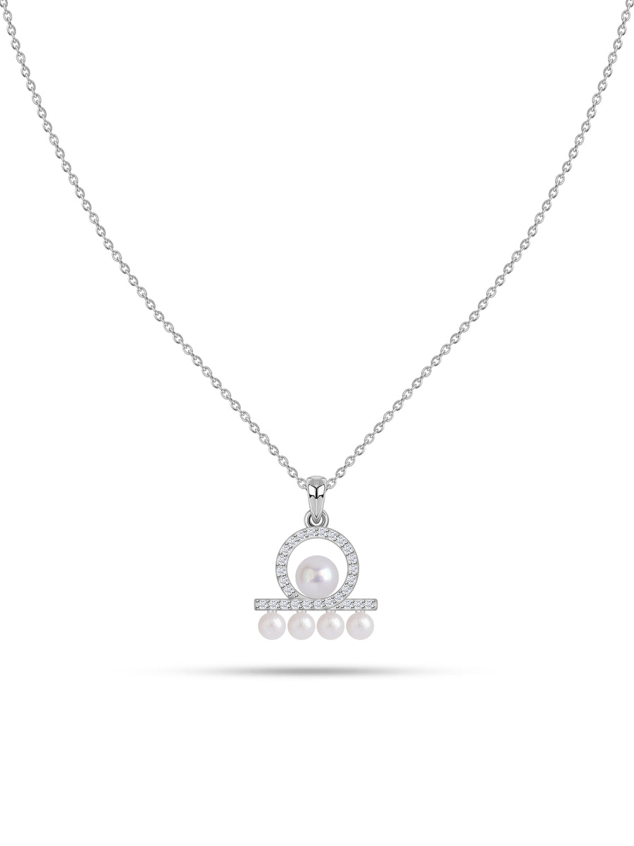 Royal Pearl Charm Silver Necklace