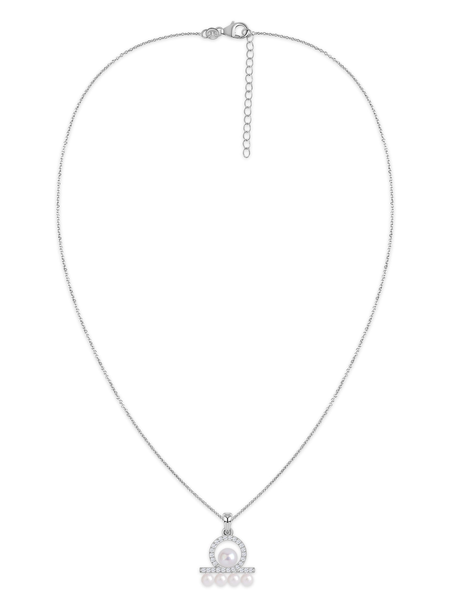 Royal Pearl Charm Silver Necklace