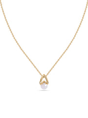 Golden Heart Pearl Silver Necklace