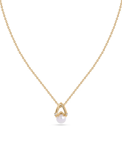 Golden Heart Pearl Silver Necklace