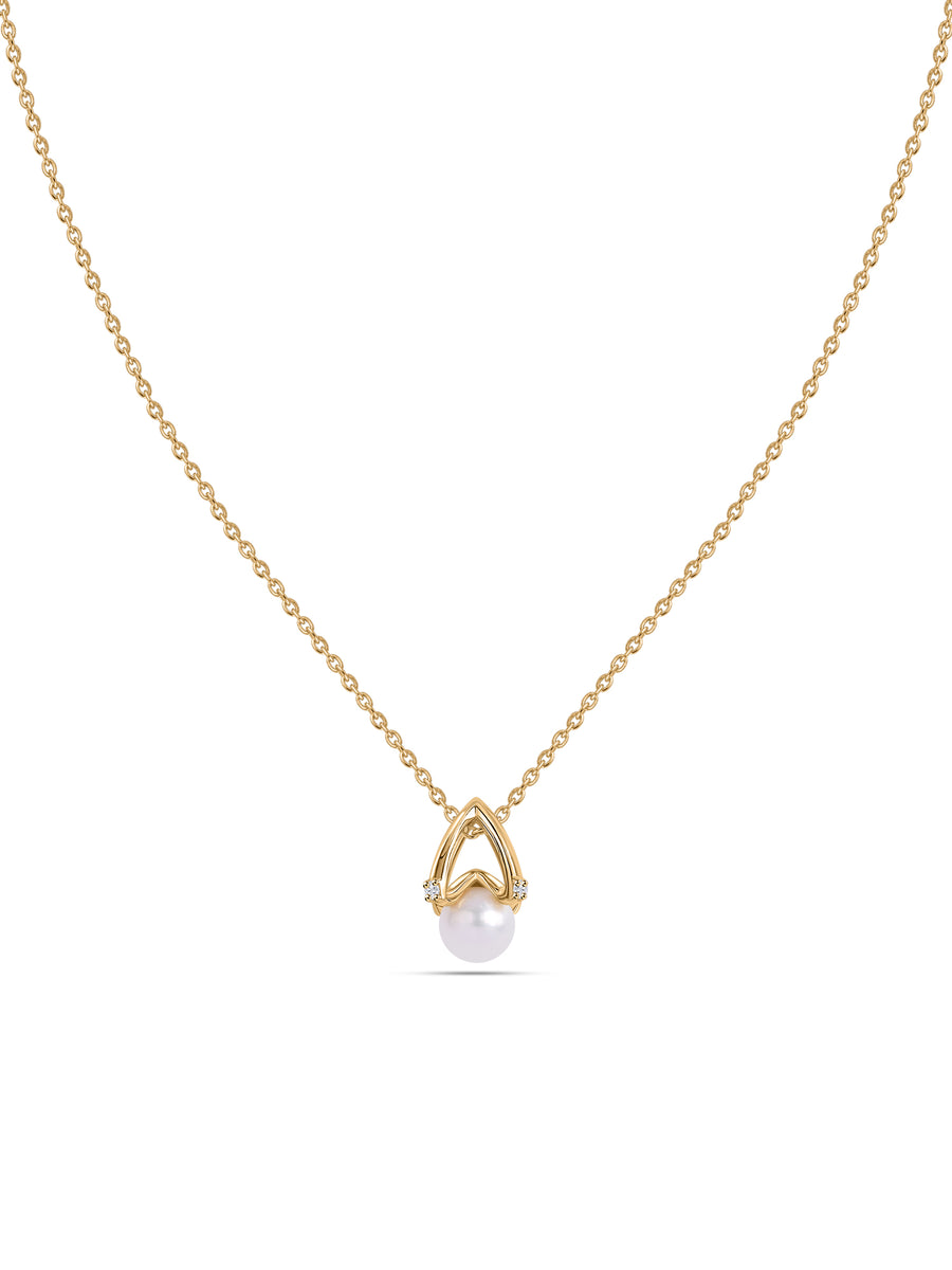 Golden Heart Pearl Silver Necklace