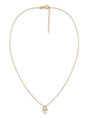 Golden Heart Pearl Silver Necklace