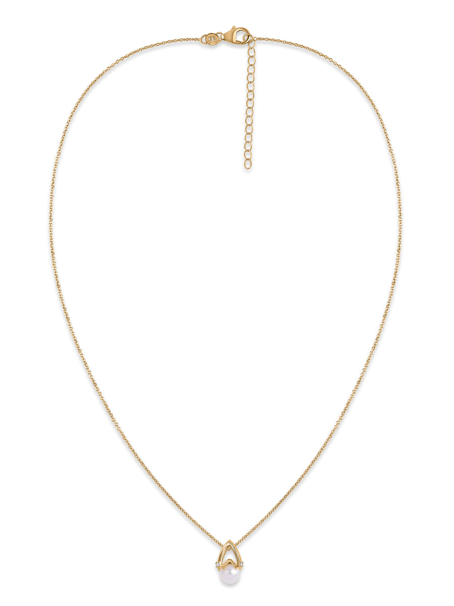 Golden Heart Pearl Silver Necklace