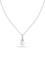 Classic Pearl Charm Silver Necklace
