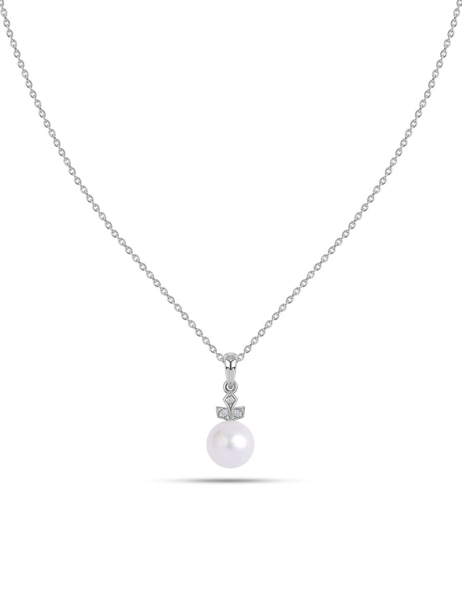 Classic Pearl Charm Silver Necklace