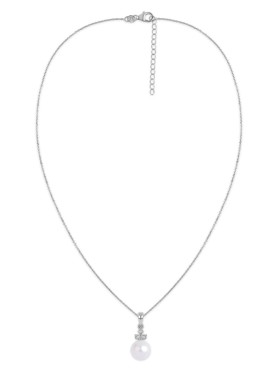 Classic Pearl Charm Silver Necklace