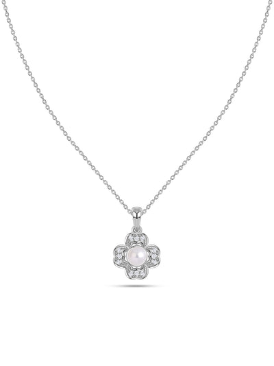 Vintage Pearl Bloom Silver Necklace