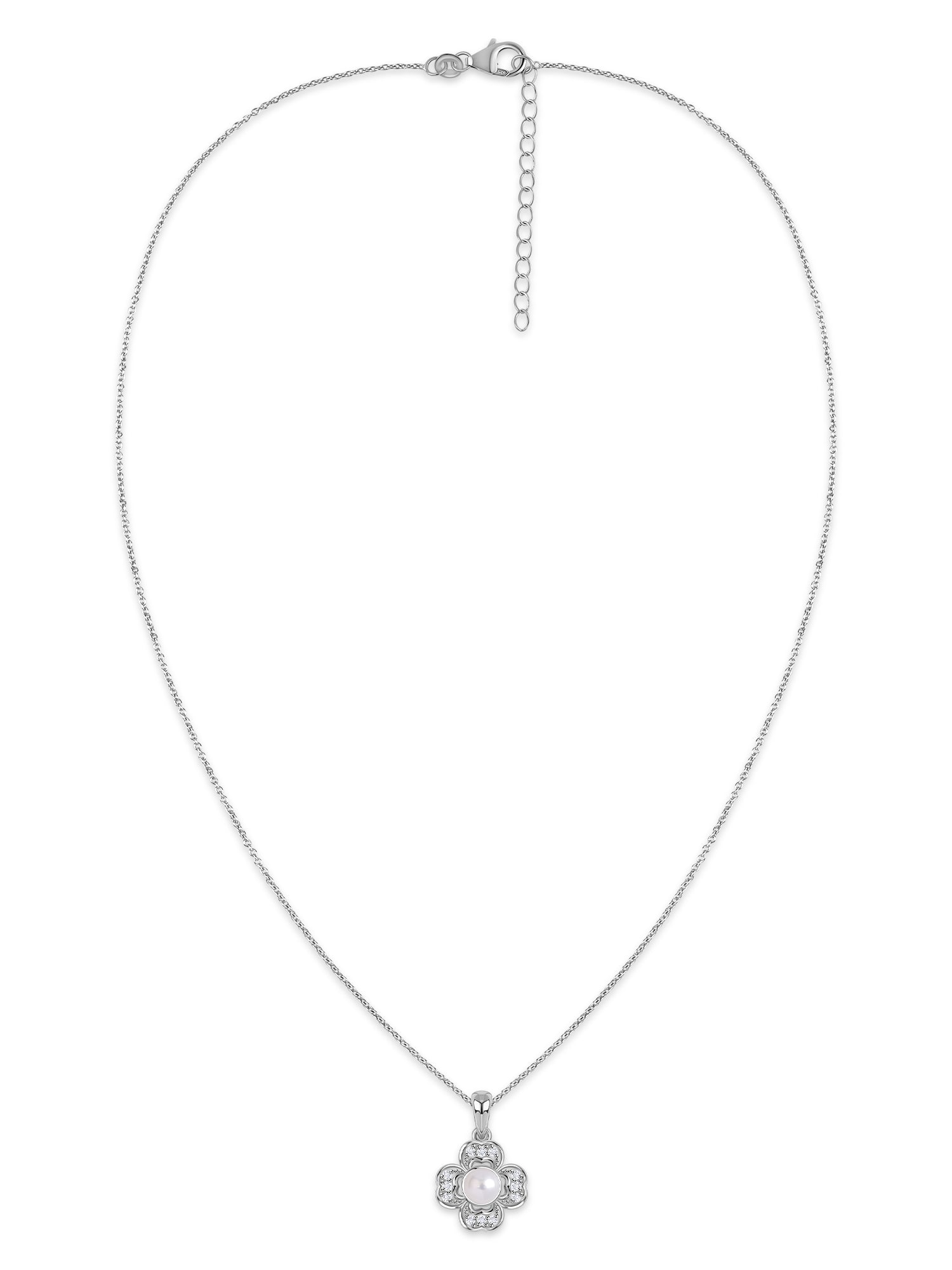 Vintage Pearl Bloom Silver Necklace