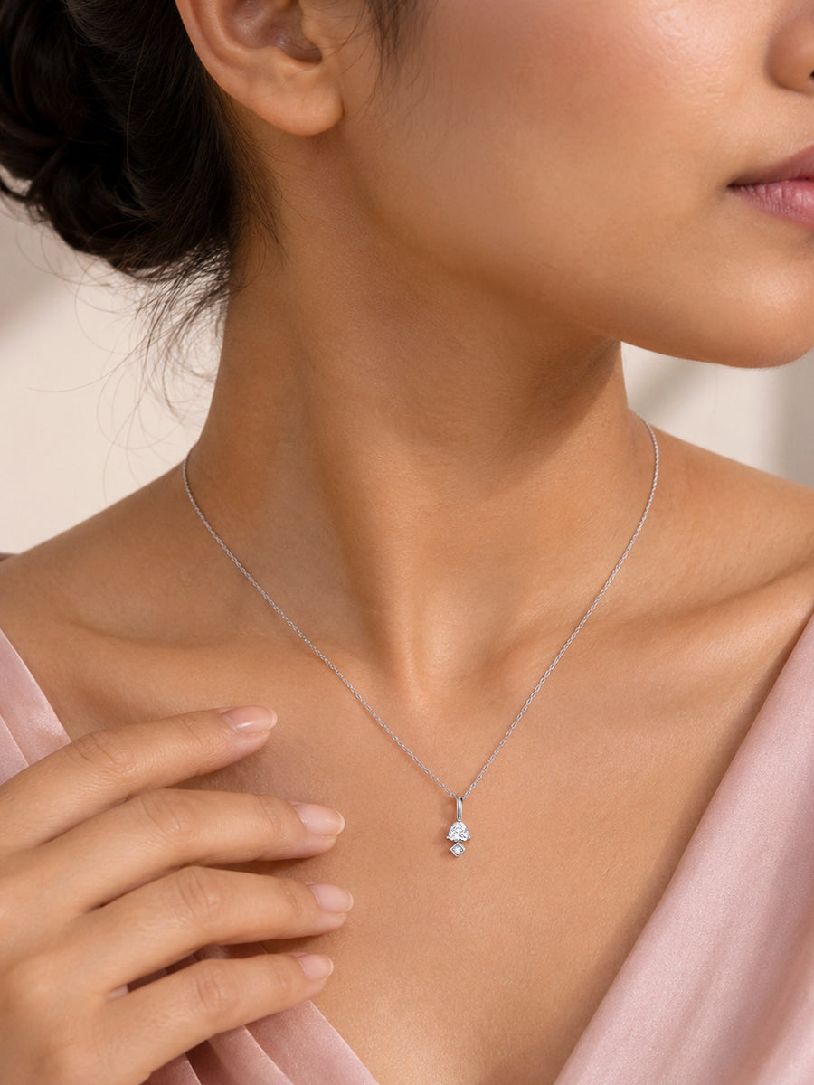 Trillion American Diamond Silver Necklace for Women