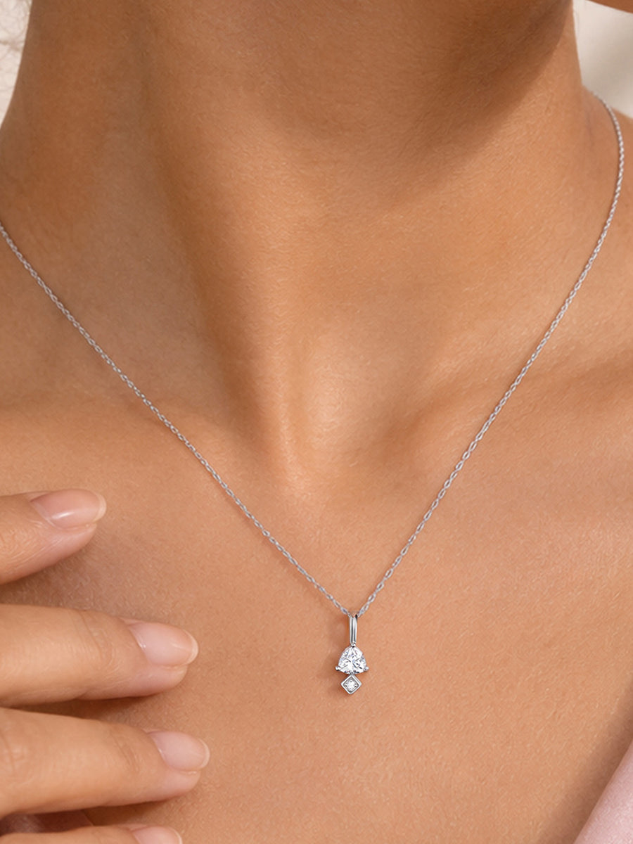 Trillion American Diamond Silver Necklace for Women