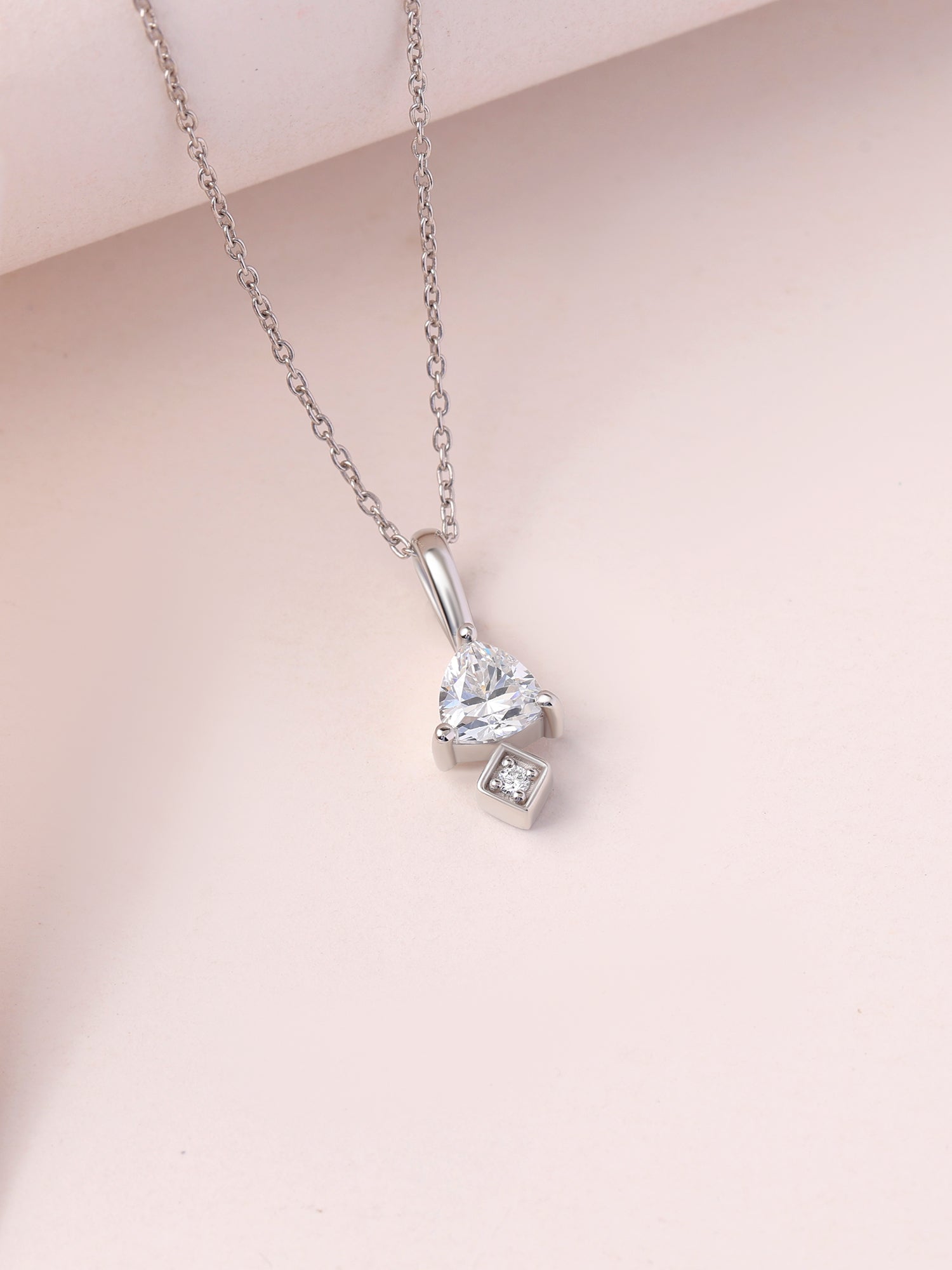 Trillion American Diamond Silver Necklace for Women
