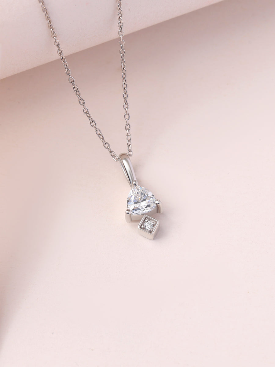 Trillion American Diamond Silver Necklace for Women