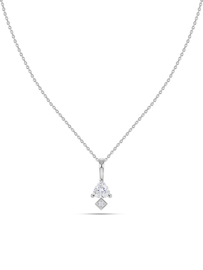 Trillion American Diamond Silver Necklace for Women