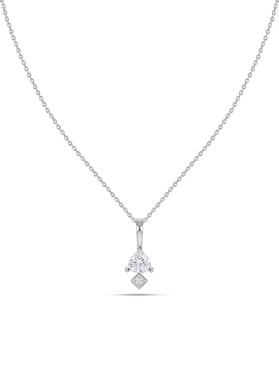Trillion American Diamond Silver Necklace for Women