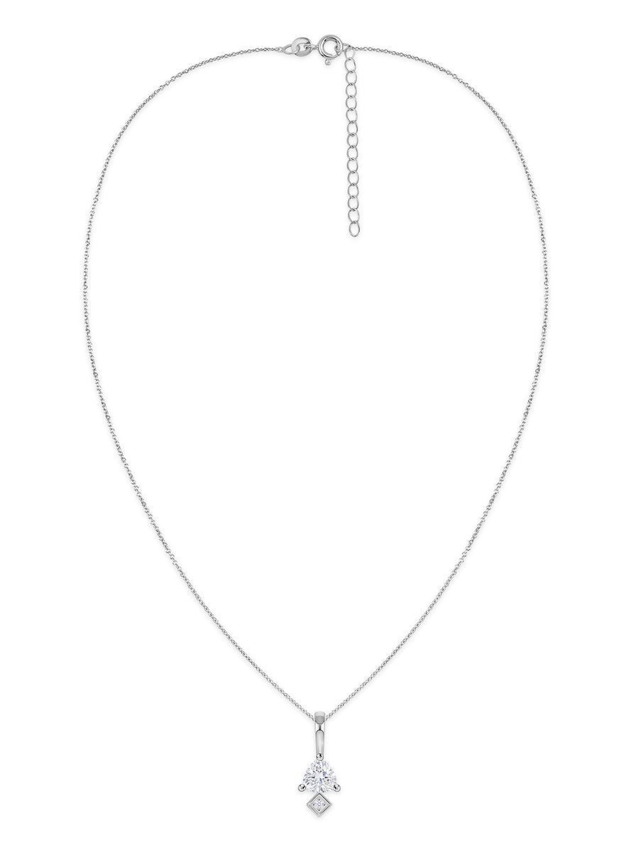 Trillion American Diamond Silver Necklace for Women