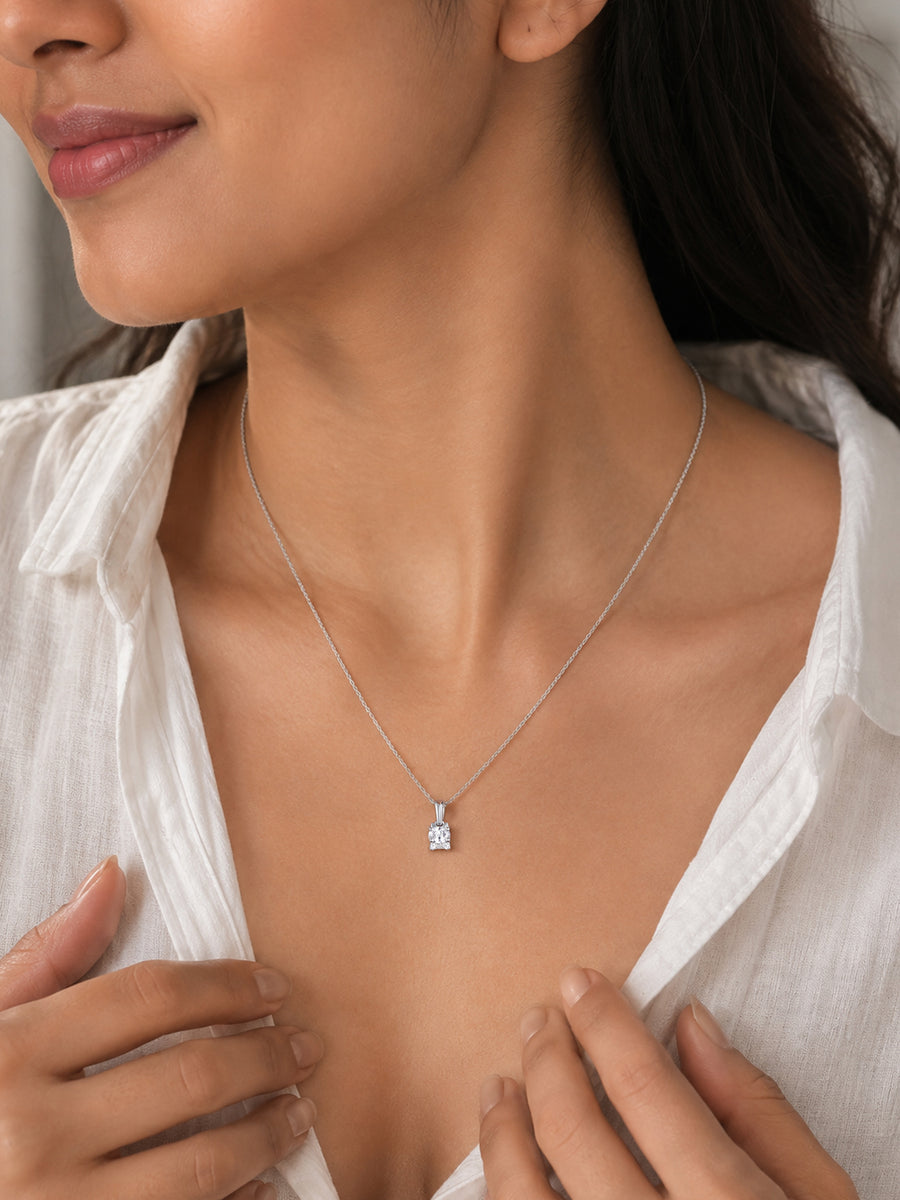 Kitten American Diamond Silver Necklace for Women