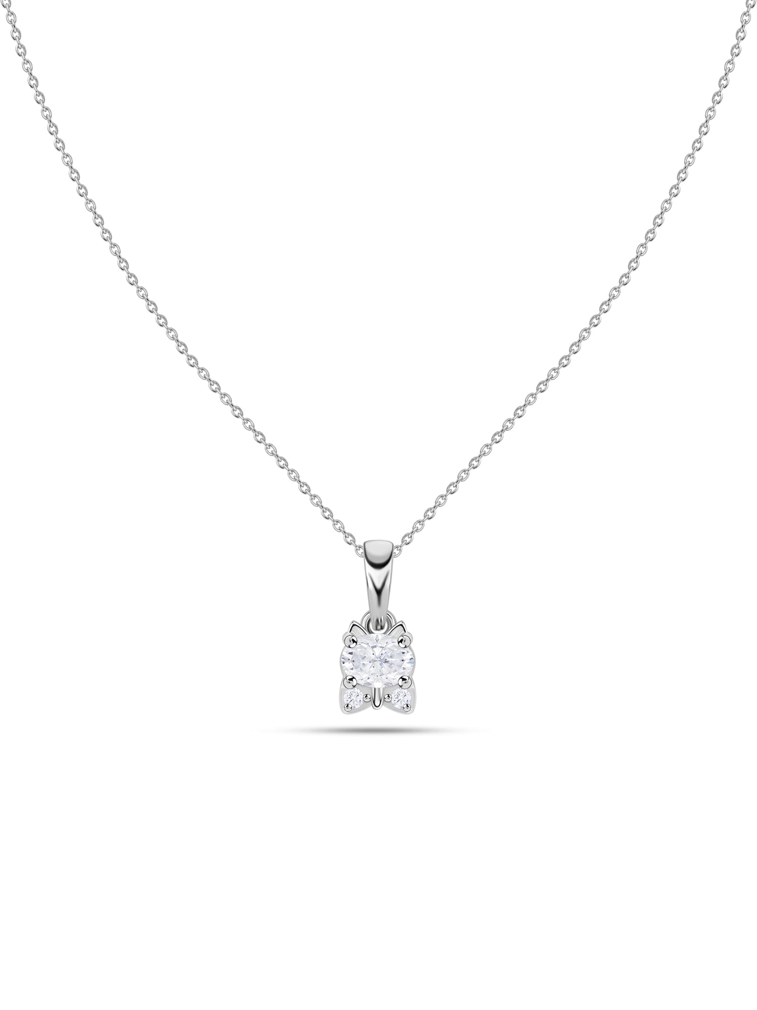 Kitten American Diamond Silver Necklace for Women