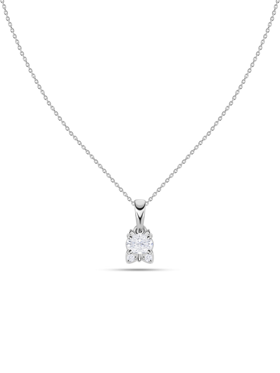 Kitten American Diamond Silver Necklace for Women