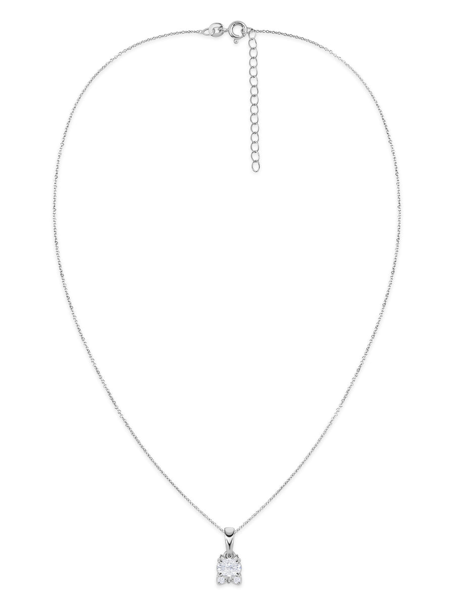 Kitten American Diamond Silver Necklace for Women