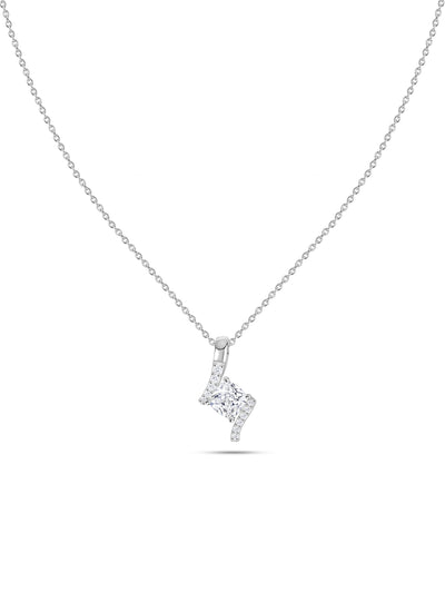 Geometric Twist American Diamond Silver Pendant With Chain for Women