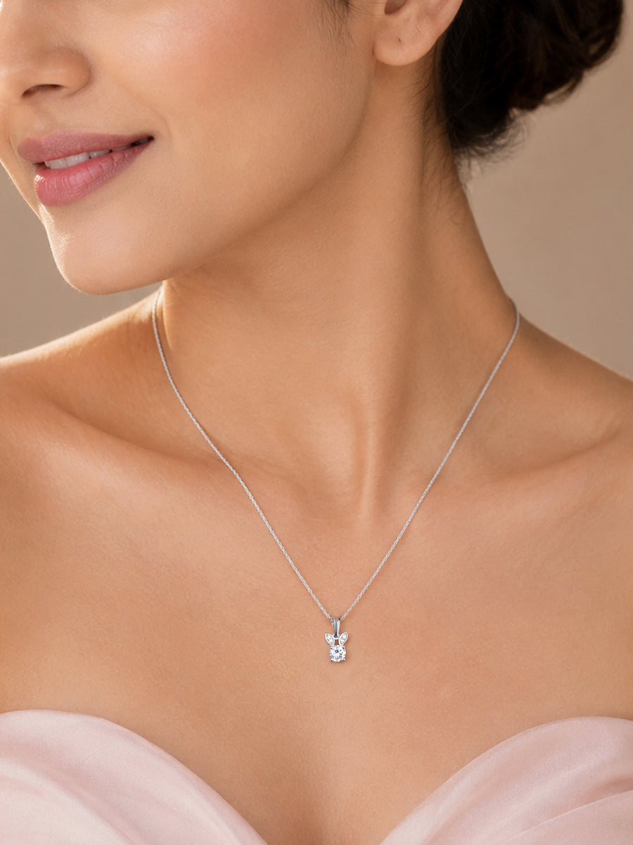 Bunny American Diamond Silver Necklace for Women