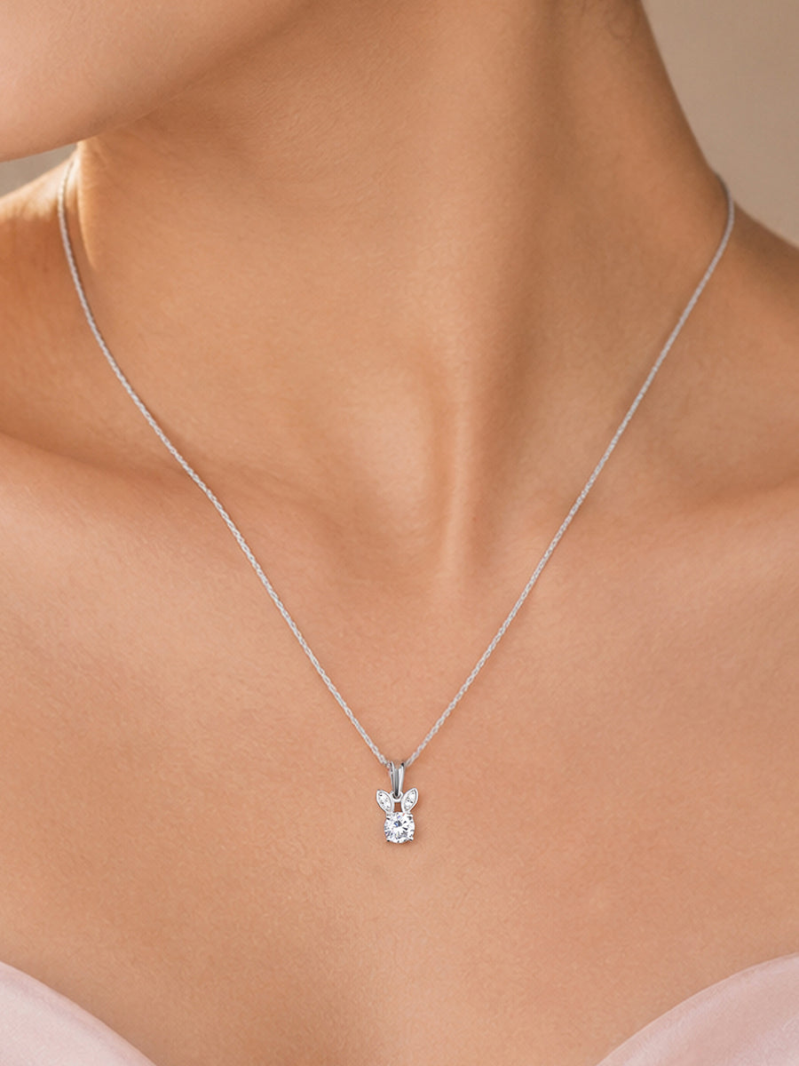 Bunny American Diamond Silver Necklace for Women
