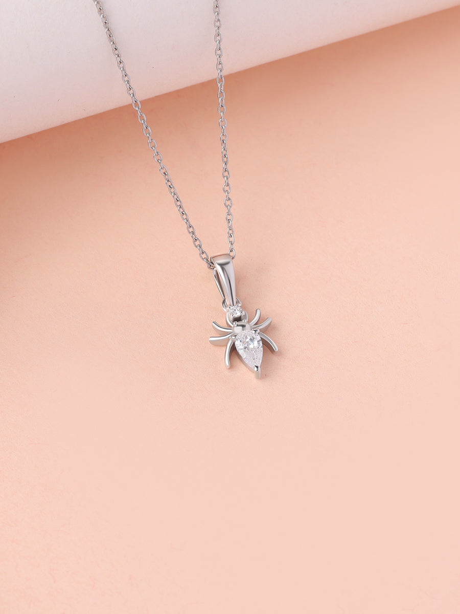 American Diamond Spider Silver Pendant Necklace for Women
