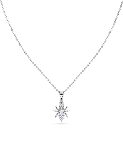 American Diamond Spider Silver Pendant Necklace for Women