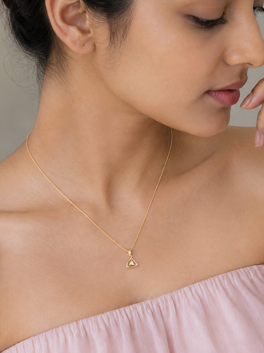 Triangular Halo Lab Grown Diamond Vermeil Gold Pendant