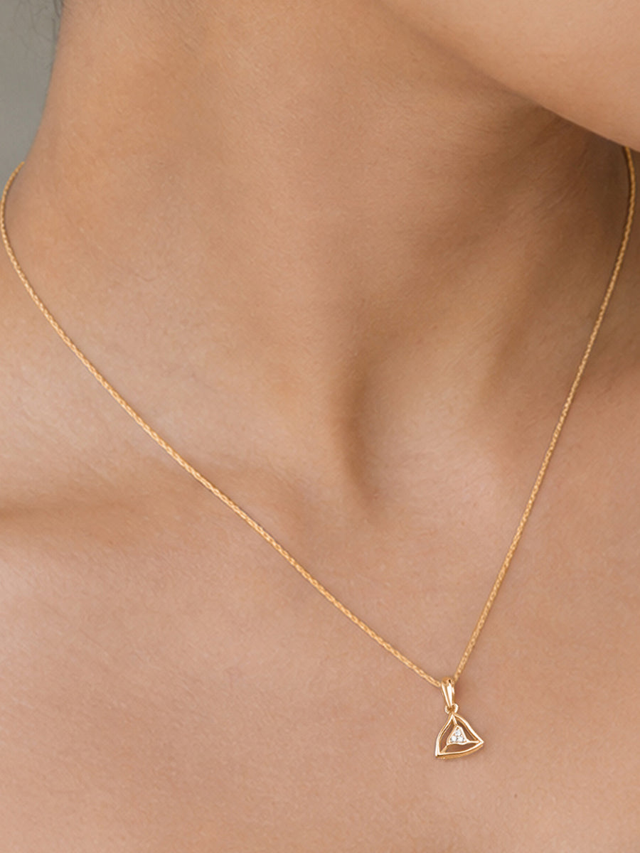 Triangular Halo Lab Grown Diamond Vermeil Gold Pendant