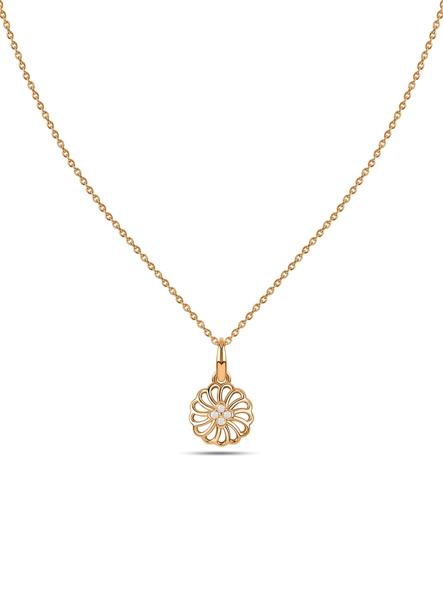 Radiant Floral Lab Grown Diamond Vermeil Gold Pendant