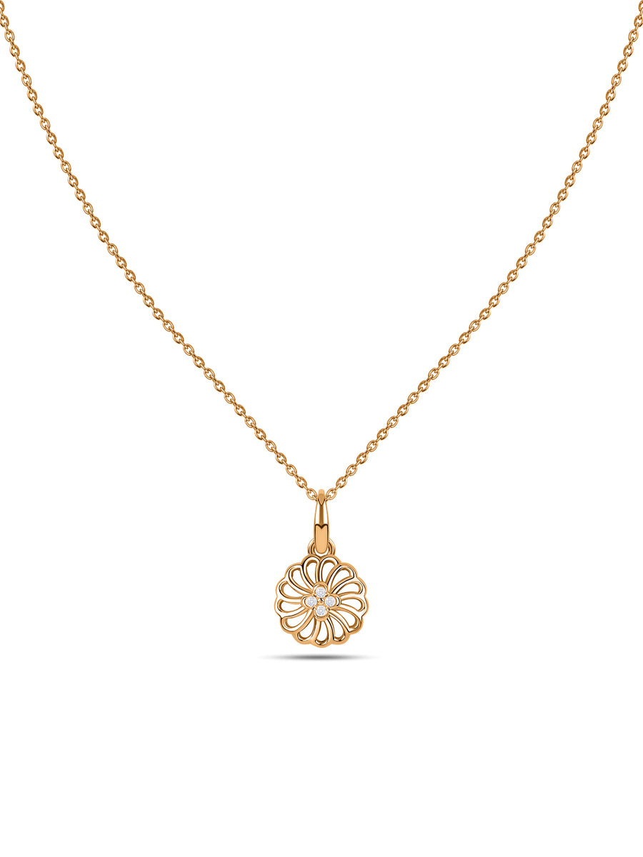 Radiant Floral Lab Grown Diamond Vermeil Gold Pendant