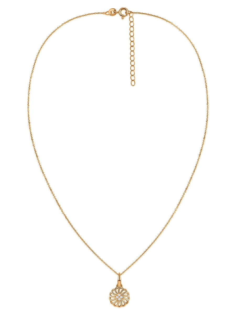 Radiant Floral Lab Grown Diamond Vermeil Gold Pendant