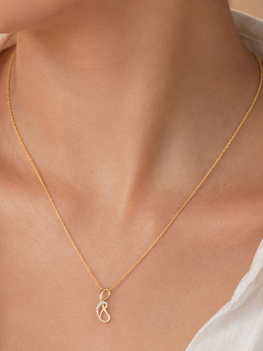 Infinity Curve Lab Grown Diamond Vermeil Gold Pendant