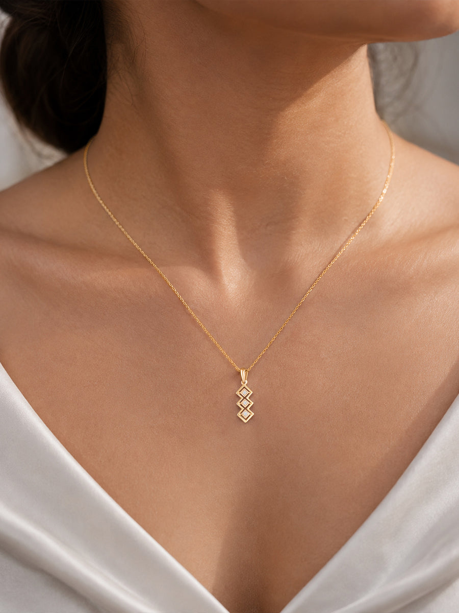 Lab Grown Diamond Geometric Vermeil Gold Pendant