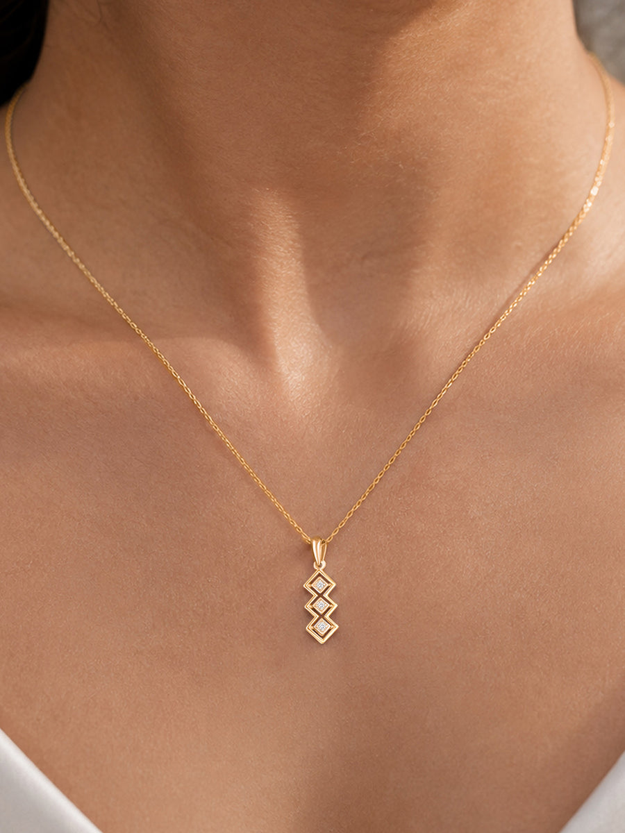 Lab Grown Diamond Geometric Vermeil Gold Pendant