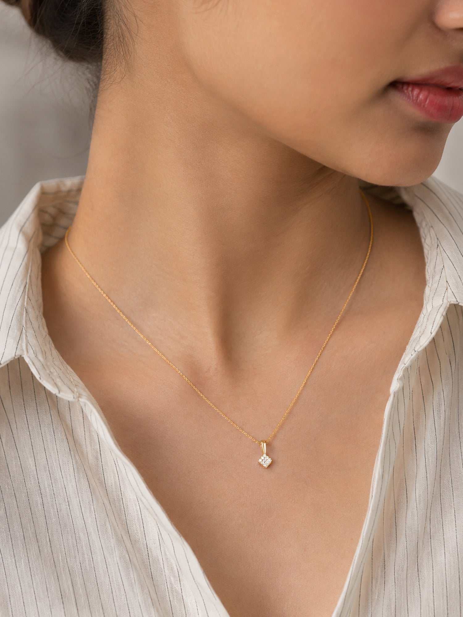 Lab Grown Diamond Cluster Vermeil Gold Pendant