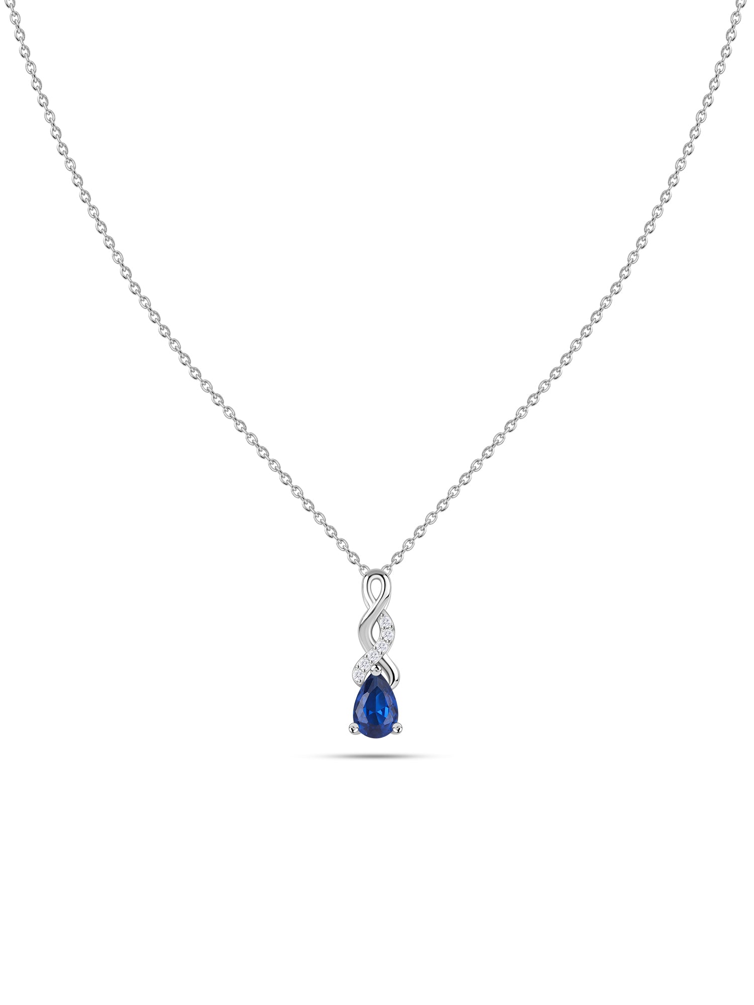 Infinity Twist Blue Sapphire CZ Silver Necklace for Women