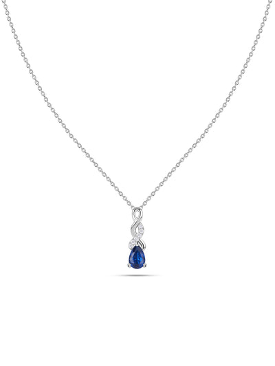 Infinity Twist Blue Sapphire CZ Silver Necklace for Women