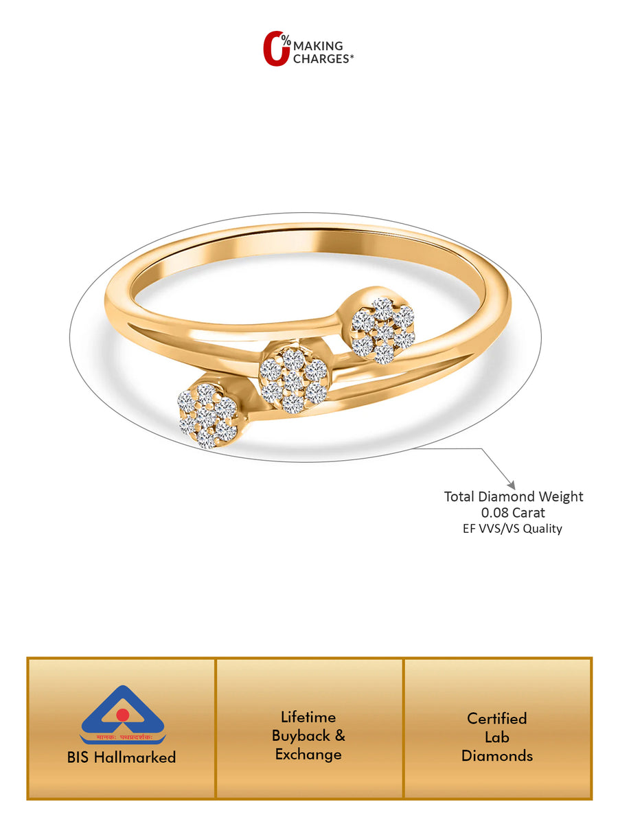 Lab Grown Trio Flower Diamond Ring