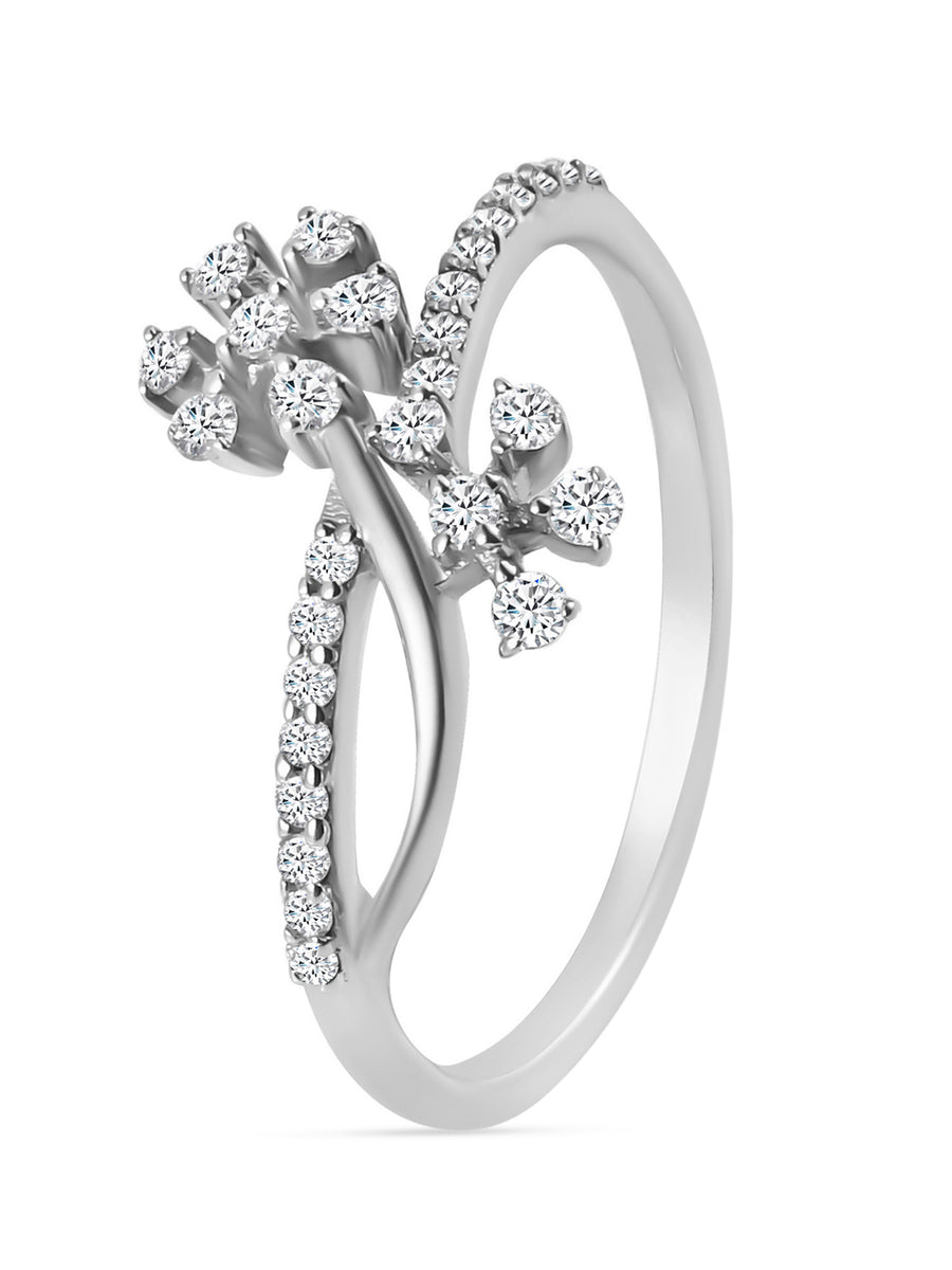 Lab Grown Crossover Flower Diamond Ring