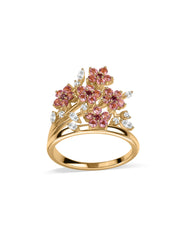 Petal Bloom Natural Pink Tourmaline Silver Ring
