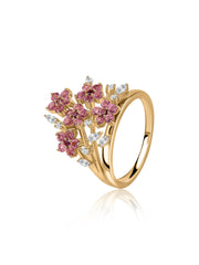 Petal Bloom Natural Pink Tourmaline Silver Ring-1