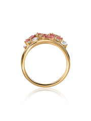 Petal Bloom Natural Pink Tourmaline Silver Ring-2