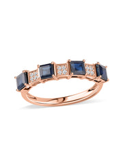 Blue Sapphire Lab Diamond Duo Gold Ring