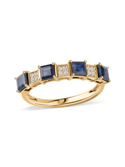 Blue Sapphire Lab Diamond Duo Gold Ring