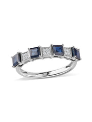 Blue Sapphire Lab Diamond Duo Gold Ring