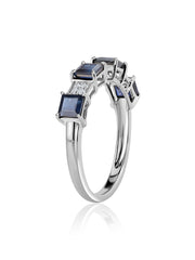 Blue Sapphire Lab Diamond Duo Gold Ring